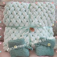 Ръчно плетена пухкава бебешка пелена , снимка 2 - Спално бельо и завивки - 38765118