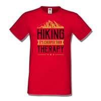 Мъжка тениска Hiking It's Cheaper Than Therapy,Къмпинг,Планина,Изненада,Подарък,Поход,Връх,Хижа,, снимка 3 - Тениски - 36351931