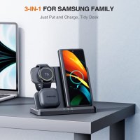 Безжично Зарядно за Samsung 3 в 1 (за телефон, часовник, слушалки), снимка 1 - Калъфи, кейсове - 40432230