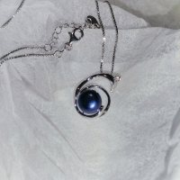 Сребърно колие със сладководна перла и цирконий , снимка 5 - Колиета, медальони, синджири - 44589268