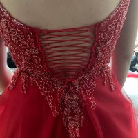 Червена бална рокля, L/XL, снимка 5 - Рокли - 43441794