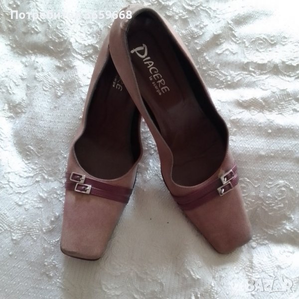 Дамски велурени обувки,размер 40,пепел от рози, снимка 1