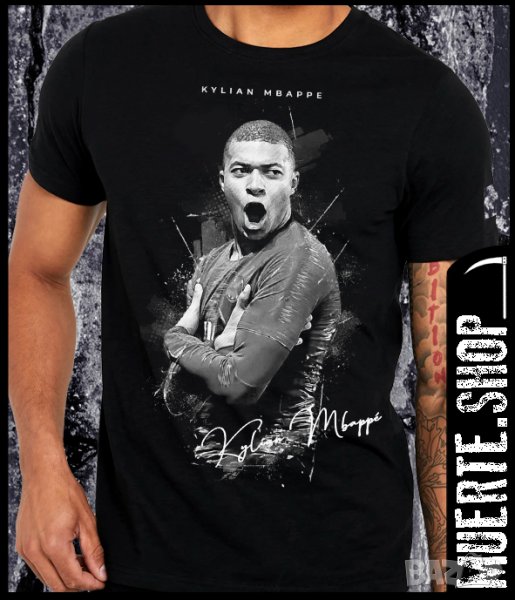 Черна тениска с щампа KYLIAN MBAPPE, снимка 1
