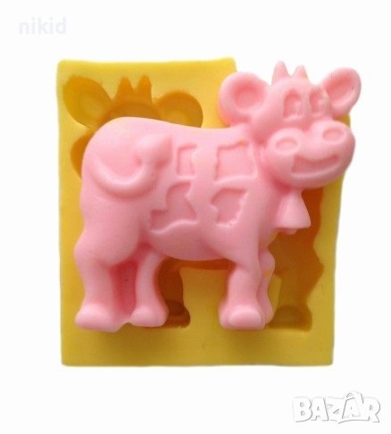Крава със звънче дълбок силиконов молд форма фондан гипс шоколад декор , снимка 1
