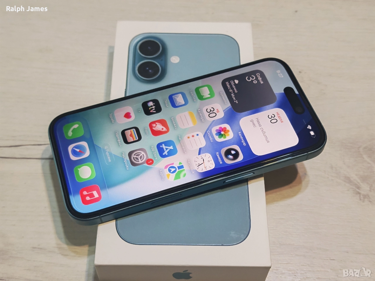 Като нов iPhone 16 5G 128 GB Teal 24.м гаранция, снимка 1