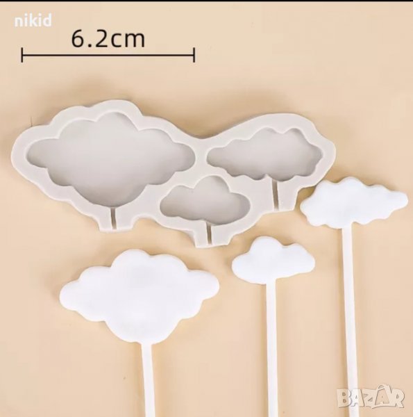 3 облак облака облаци облачета силиконов молд форма фондан близалки гипс декор, снимка 1