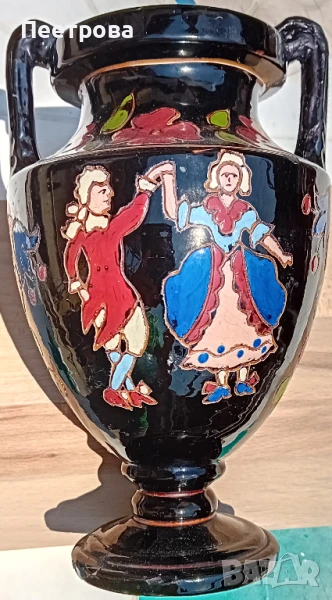 Старинна, ръчно рисувана ваза., снимка 1