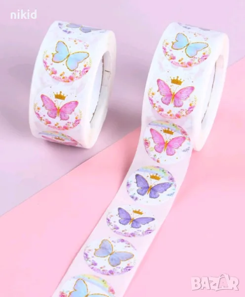 100 бр Пеперуда Пеперуди самозалепващи лепенки стикери ръчна изработка подарък, снимка 1