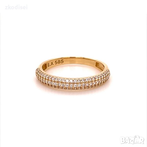 Златен дамски пръстен 1,99гр. размер:58 14кр. проба:585 модел:16844-5, снимка 1