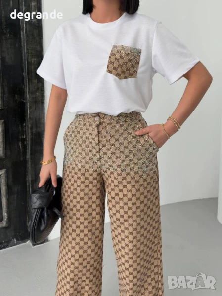 Дамски комплект Gucci тениска с панталон, снимка 1