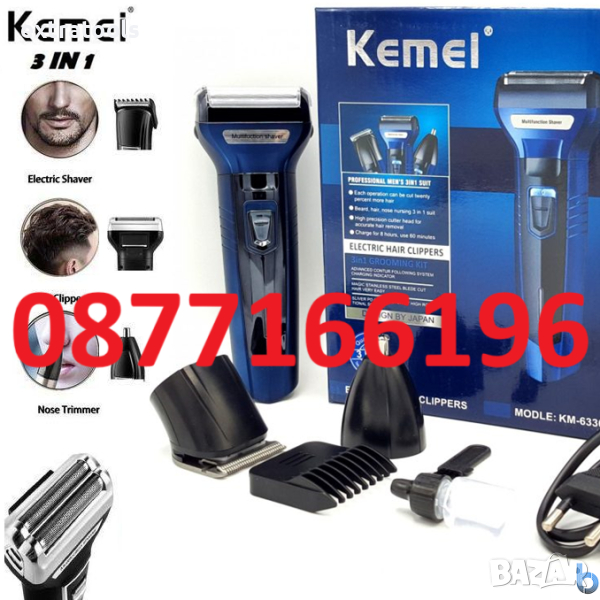 Машинка за бръснене и подстригване 3в1 Kemei 6331, снимка 1