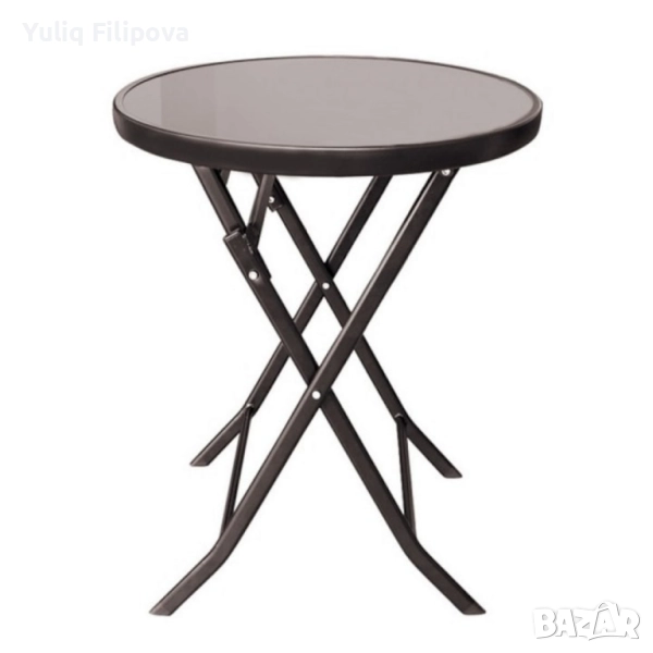 Маса Muhler D60xH74cm, сгъваема, стъклен плот, снимка 1