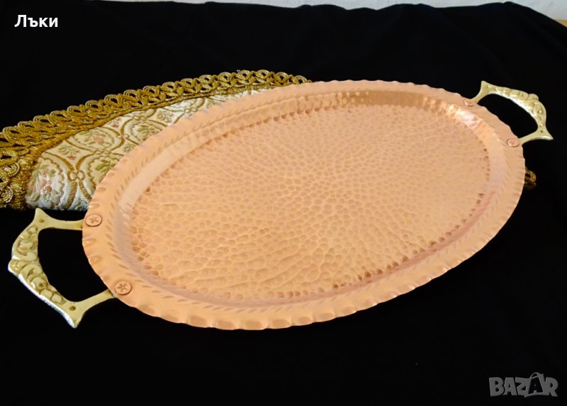 Меден поднос,плато,ръчно кован 36 см. , снимка 1