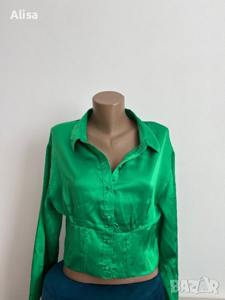 Сатенена зелена риза, снимка 1