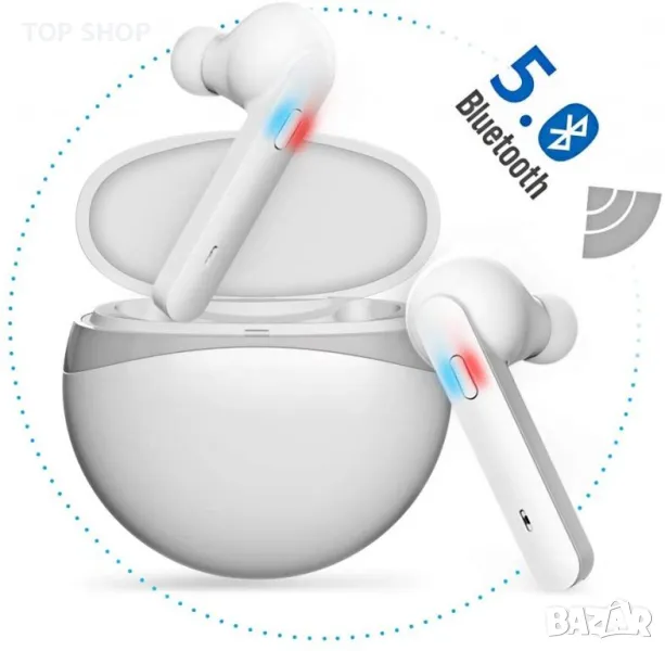 Водоустойчиви мини слушалки с микрофон и зарядно калъфче Bluetooth 5.0, снимка 1
