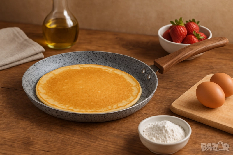 Тиган за палачинки Voltz Siena, Мраморно каменно керамично покритие, Светло сив, снимка 1