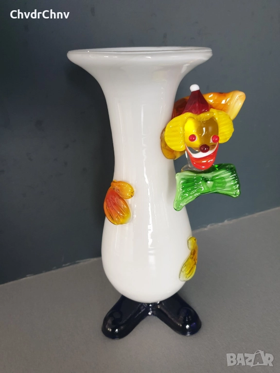 Murano 25см/стара италианска стъклена ваза-клоун от Мурано стъкло, снимка 1