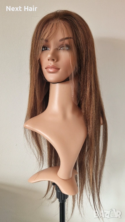 Естествена права светло кафява перука 70-75 см с дантела 13х6 от бразилска коса, снимка 1