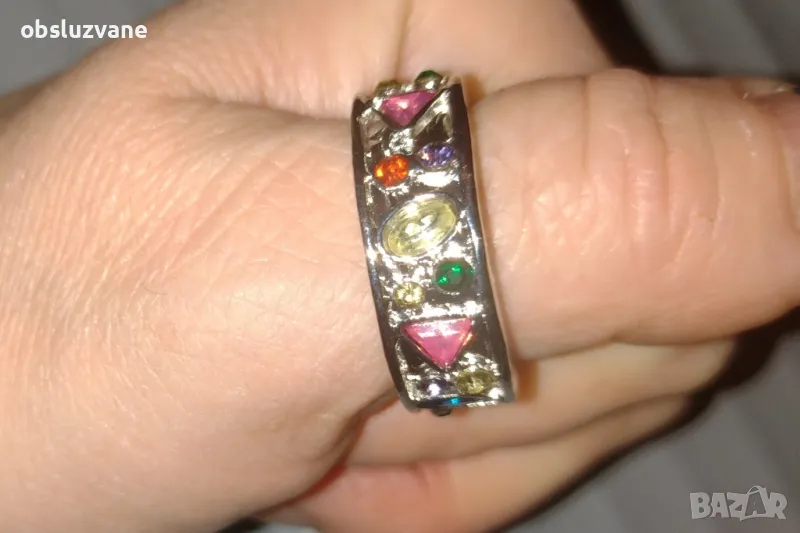 Пръстен -халка с големи камъни, снимка 1