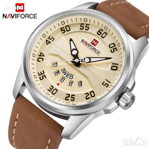 NAVIFORCE SBBN NF9124 Луксозен мъжки кварцов часовник с кожена каишка, снимка 1