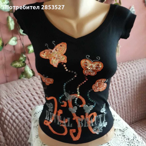 Тениска/пеперуди с пайети, снимка 1
