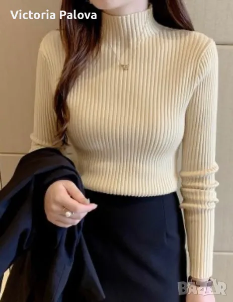 Копринена блуза/ поло светъл беж, снимка 1