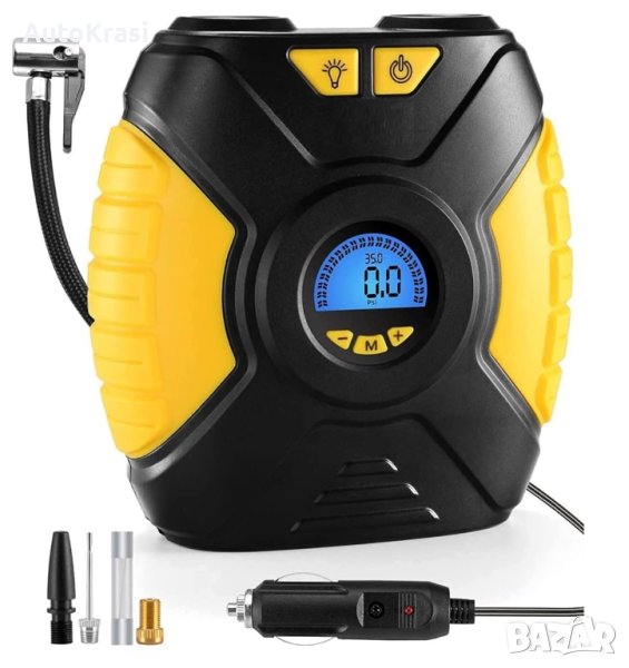Компресор за гуми дигитален + фенер 12V 120W - RAZ090, снимка 1