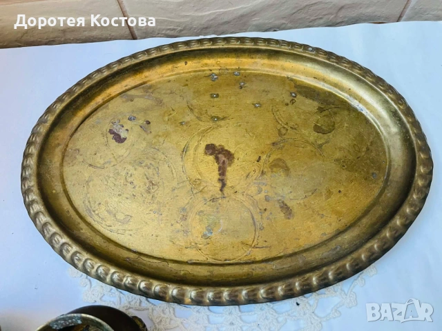 Красив месингов комплект от Англия - 5 части, за кафе / чай , снимка 7 - Антикварни и старинни предмети - 53742554