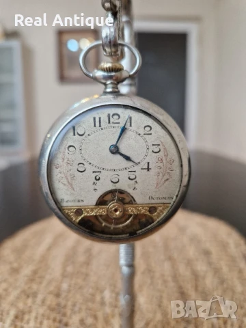 Рядък антикварен колекционерски швейцарски джобен часовник Hebdomas , снимка 2 - Антикварни и старинни предмети - 50976657