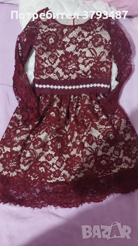 Дантелена рокля за момиче бордо 7/8години 