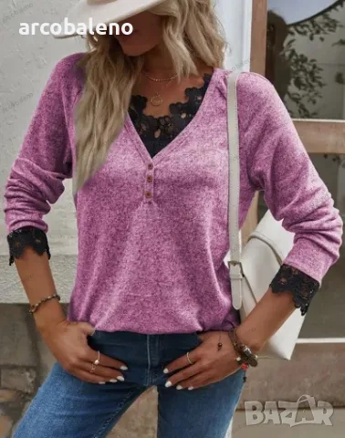 Нова модна дамска тениска с дълги ръкави, 7цвята , снимка 2 - Тениски - 48588828