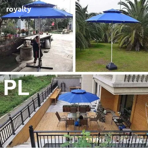 Градински чадър с UV защита с ветроустойчива клапа и двоен покрив – 220/220 см, снимка 11 - Градински мебели, декорация  - 50394371