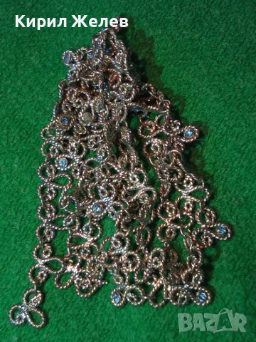 ПОСРЕБРЕНА СКЪПОЦЕННА ОГЪРЛИЦА със СИНИ ФАСЕТИРАНИ КРИСТАЛИ АРТ ДЕКО КОЛИЕ ФИЛИГНАРЕН ТИП 25889, снимка 6 - Колиета, медальони, синджири - 35585916