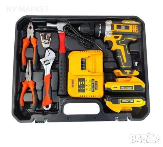 Комплект ударна бормашина, 111 аксесоара, 24 V, 5 Ah, снимка 5 - Бормашини - 53850758