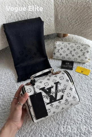 Комплект дамска чанта, портфейл и шал Louis Vuitton 