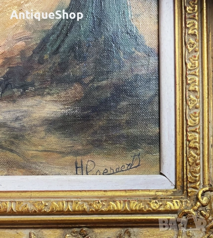 Картина. Горски пейзаж. Масло върху канава, снимка 3 - Картини - 53159703