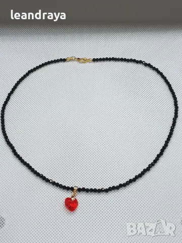 Колие турмалин и сърце Сваровски, снимка 3 - Колиета, медальони, синджири - 49020931