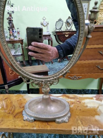 Чудесно много красиво антикварно английско бронзово огледало , снимка 5 - Антикварни и старинни предмети - 44491274