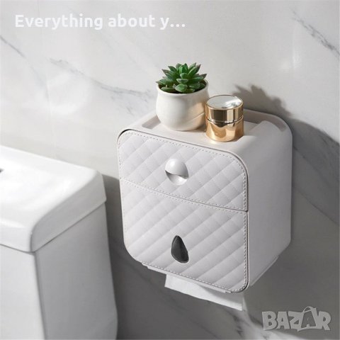 Водоустойчива поставка за тоалетна хартия с рафт и чекмедже, снимка 2 - Други - 34733576