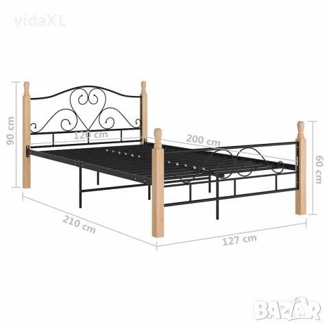 vidaXL Рамка за легло, черна, метал, 120x200 cм, снимка 7 - Спални и легла - 56146862