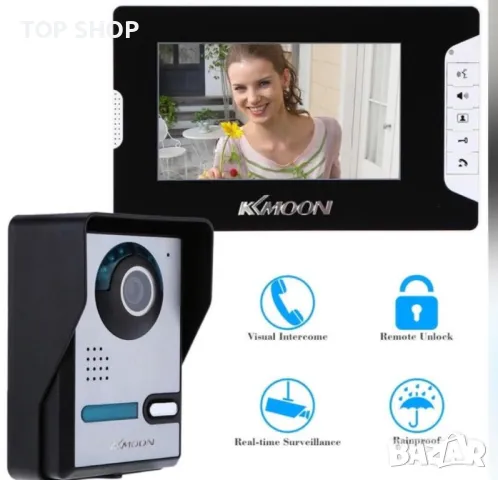 Видео звънец с голям 7’’Color TFT LCD екран KKMOON Video Doorbell , снимка 3 - Аналогови камери - 48657257