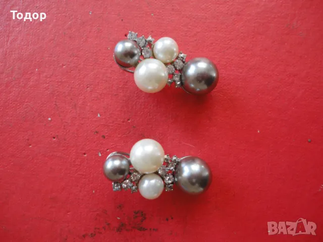 Страхотни обеци обици с перли и камъни , снимка 2 - Обеци - 49645636