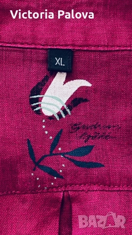 Премиум ленена риза Швеция Gudrun Sjöden XL – бордо цвят, 100% лен, снимка 8 - Ризи - 53872719