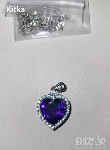 Колие с висулка красиво лилаво сърце, снимка 6 - Колиета, медальони, синджири - 40937705