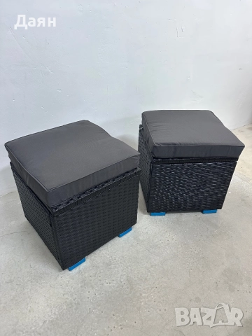 Комплект от 2 ратанови табуретки Yaheetech с място за съхранение , снимка 4 - Градински мебели, декорация  - 52007848