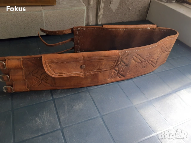 Уникален широк хайдушки кожен колан с паласки - силях