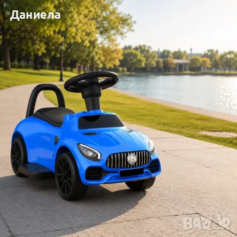 Детска кола за бутане с родителски контрол 2 в 1 – Светлини, звуци и педал за газ, синя, снимка 4 - Детски велосипеди, триколки и коли - 55772912