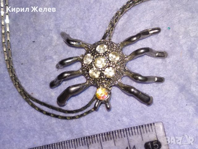 ЕФЕКТНО ПОСРЕБРЕНО КОЛИЕ с ФИГУРАЛЕН ПЕНДАНТ ПАЯЧЕ с ИСКРЯЩИ КРИСТАЛИ 38658, снимка 13 - Колиета, медальони, синджири - 41682632