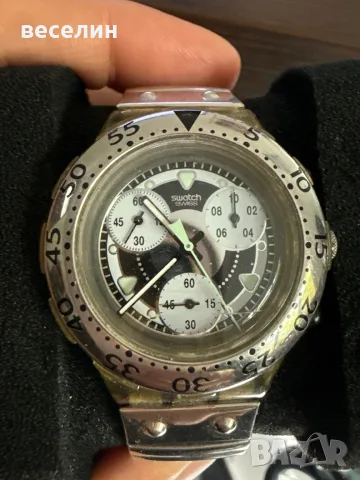 Рядък Винтидж Swatch Chrono Swiss – Скелетон гръб + Оригинална USA Flex верижка
