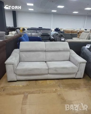 Сив диван от плат тройка с функция сън, снимка 12 - Дивани и мека мебел - 41450820